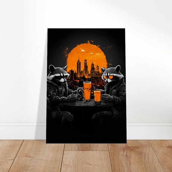 Raccoon Squad Canvas Art Quirky Animal Fashion Week Print