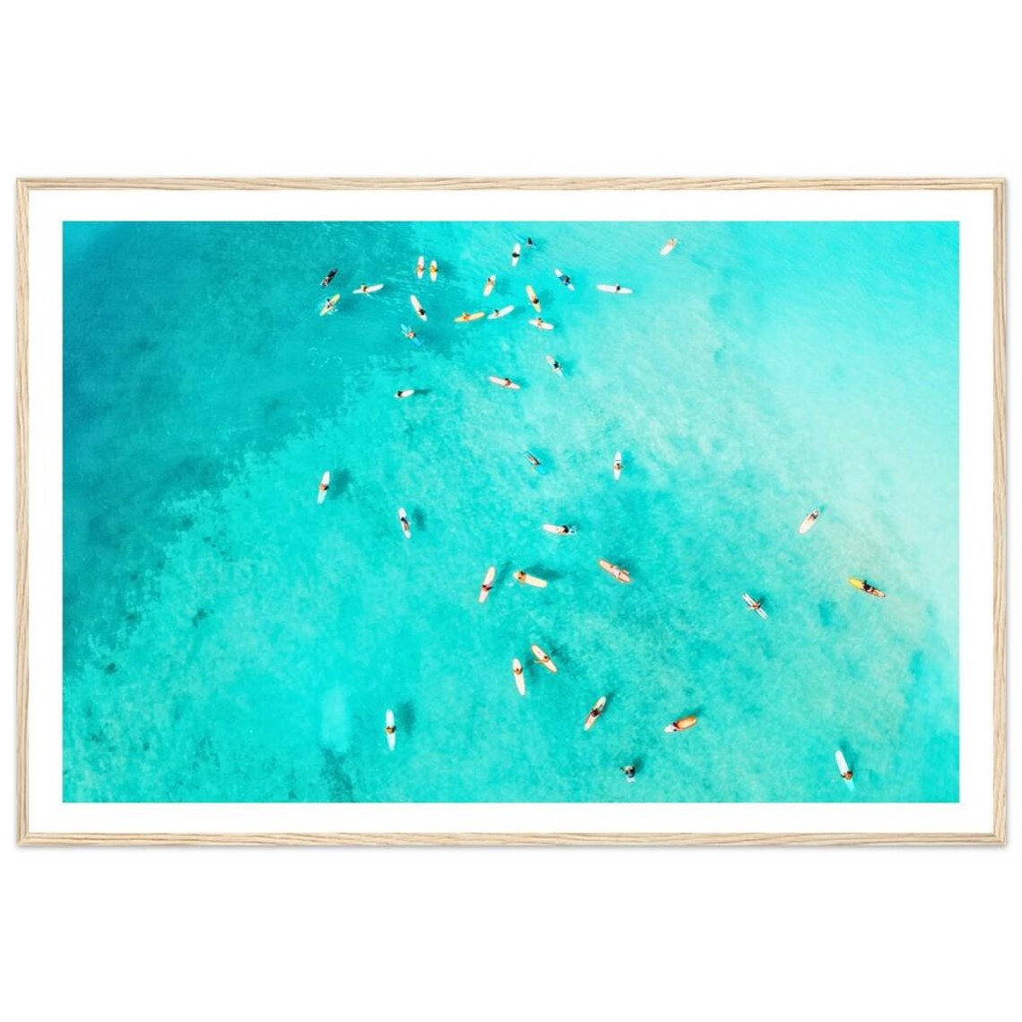Surfers Paddling Out, Coastal Surfing Travel Poster
