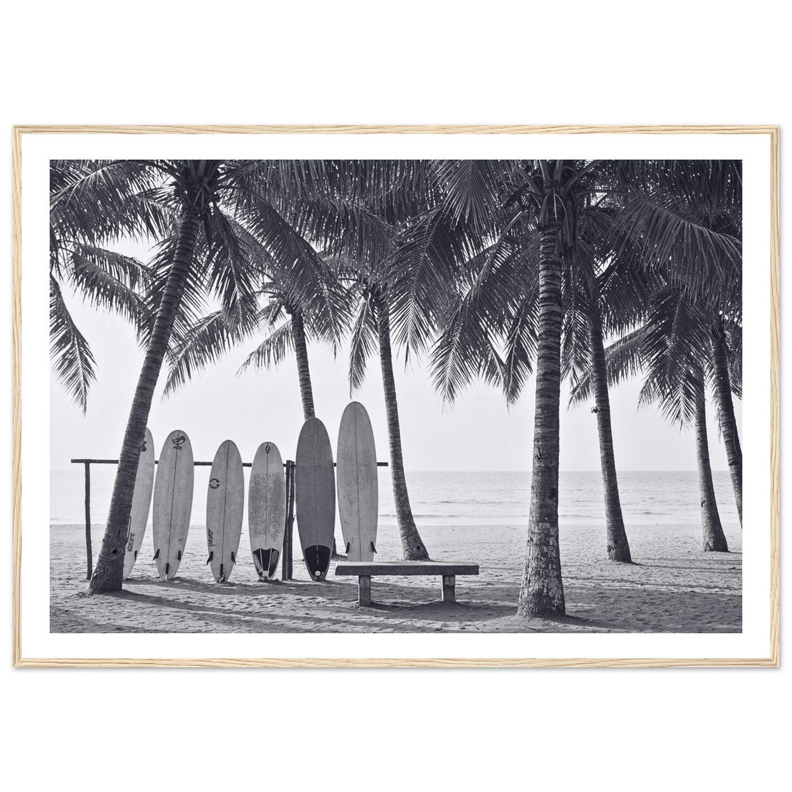 Black And White Surfboards Under Palm Trees Beach Photo Print