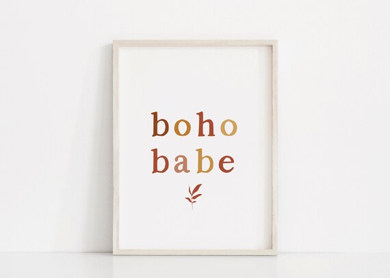 Boho Babe Terracotta Muted Minimalist Girls Nursery Wall Decor Poster