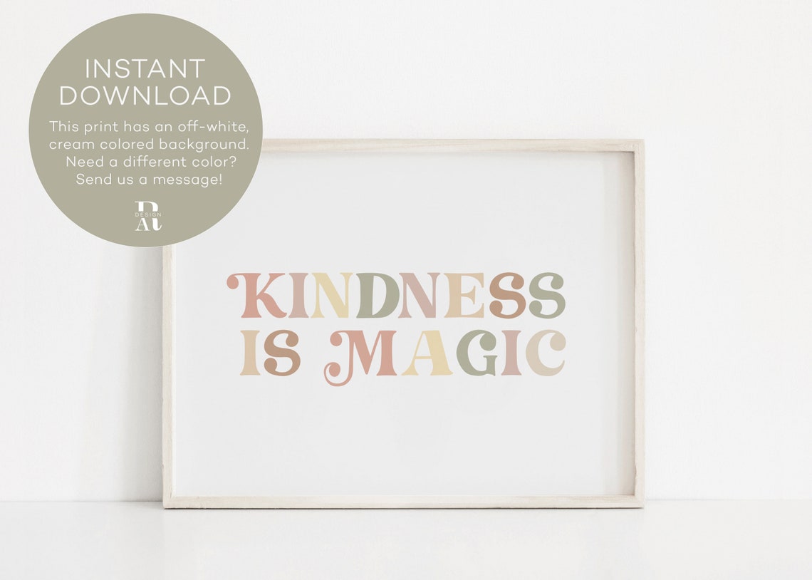 Kindness Is Magic Retro Pastel Rainbow Lettering Quote Poster - Image 2