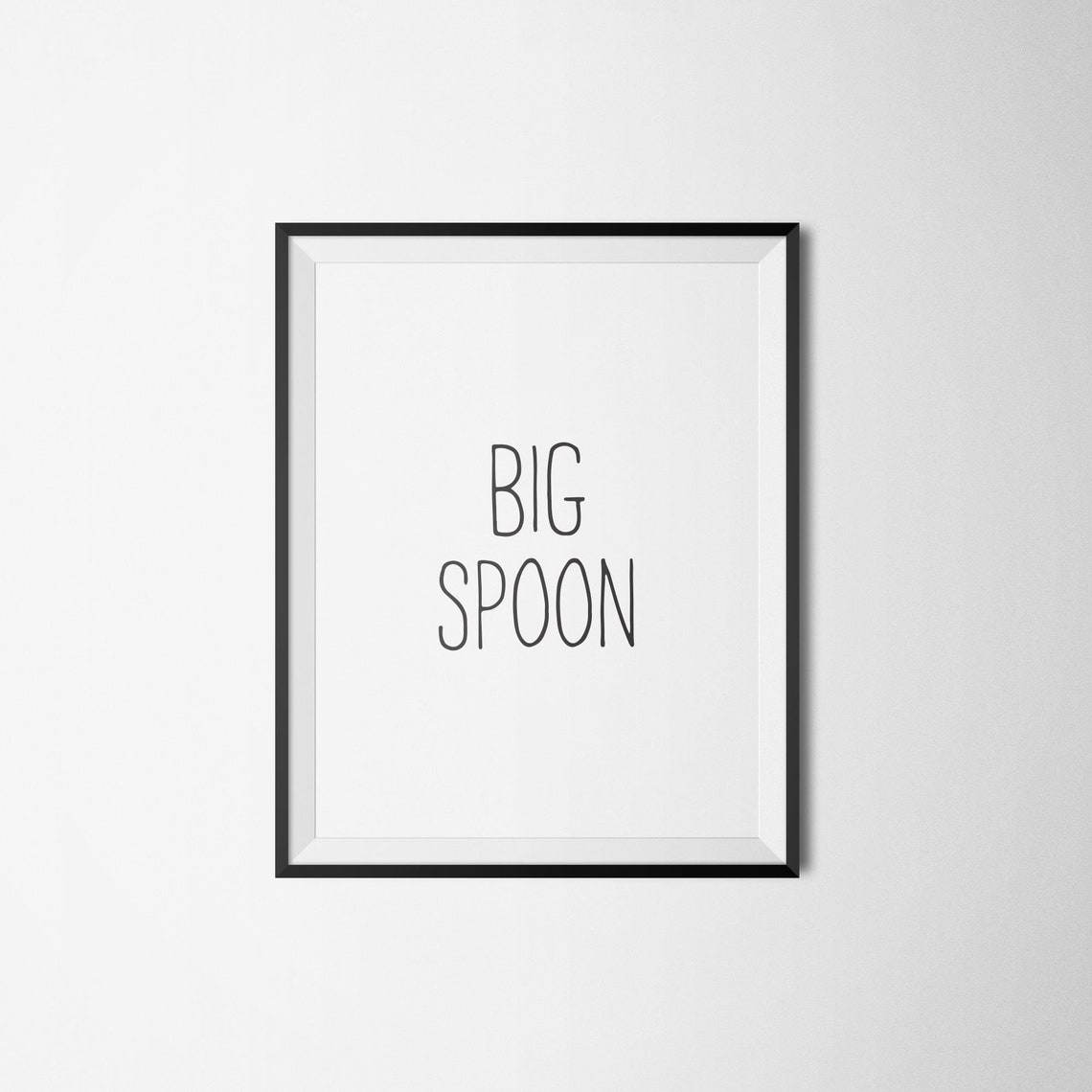 Minimalist Big Spoon Typography Poster for Couples Bedroom Decor