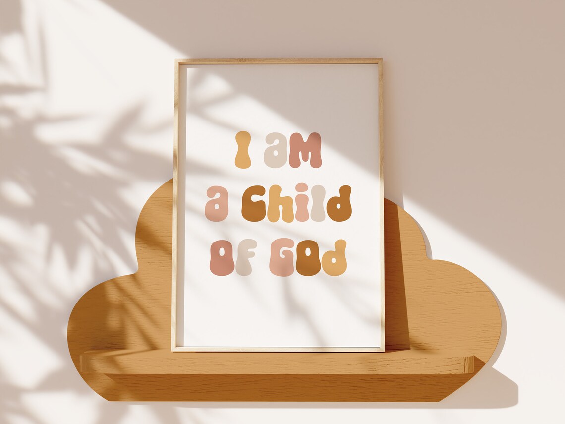 I Am A Child Of God Retro Bubble Letter Kids Affirmation Poster - Image 2
