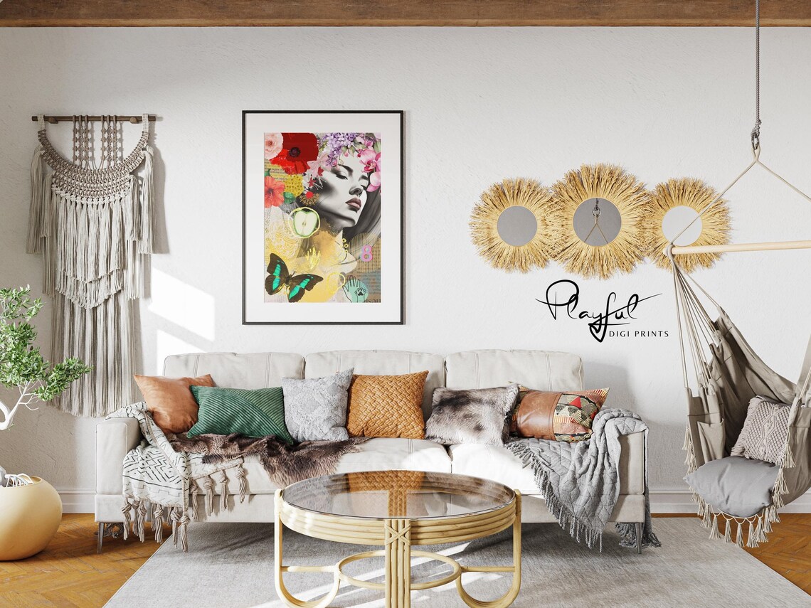 Abstract Floral Collage Woman Portrait Feminist Botanical Art Poster - Image 4