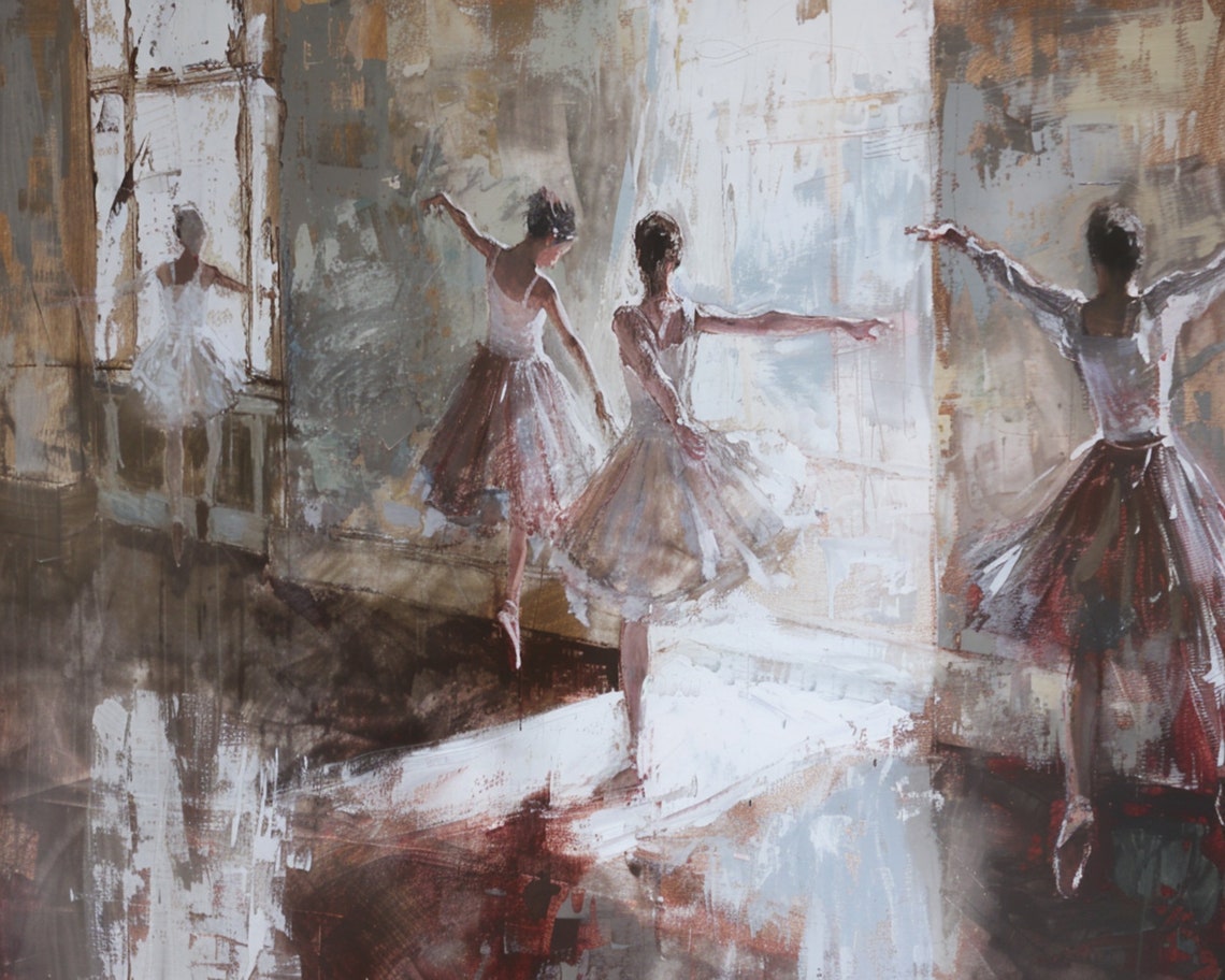 Ballerinas Practicing by Bright Studio Windows Oil Art Poster - Image 3