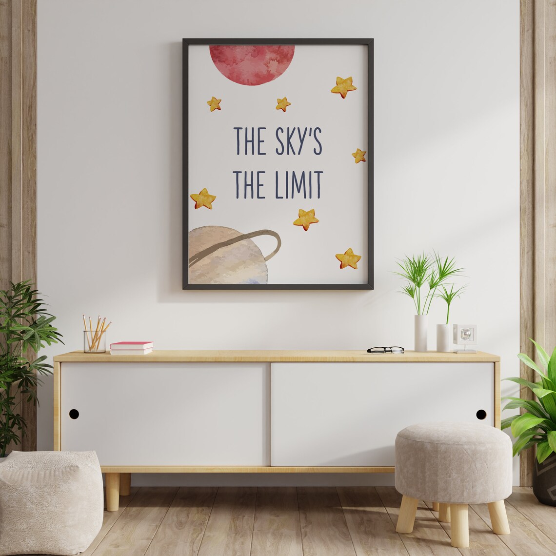 Astronaut Riding Rocket Watercolor Space Kids Room Decor Poster - Image 6