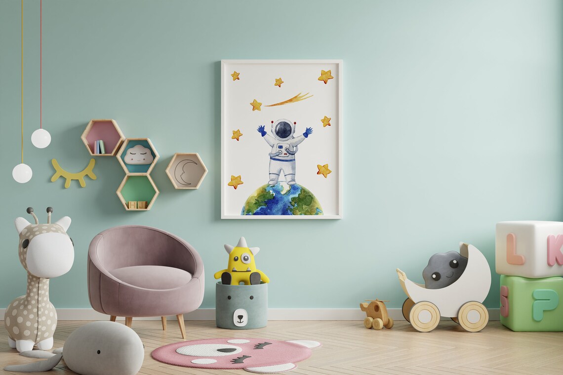 Love You to the Moon and Back Space Nursery Starry Quote Poster - Image 3