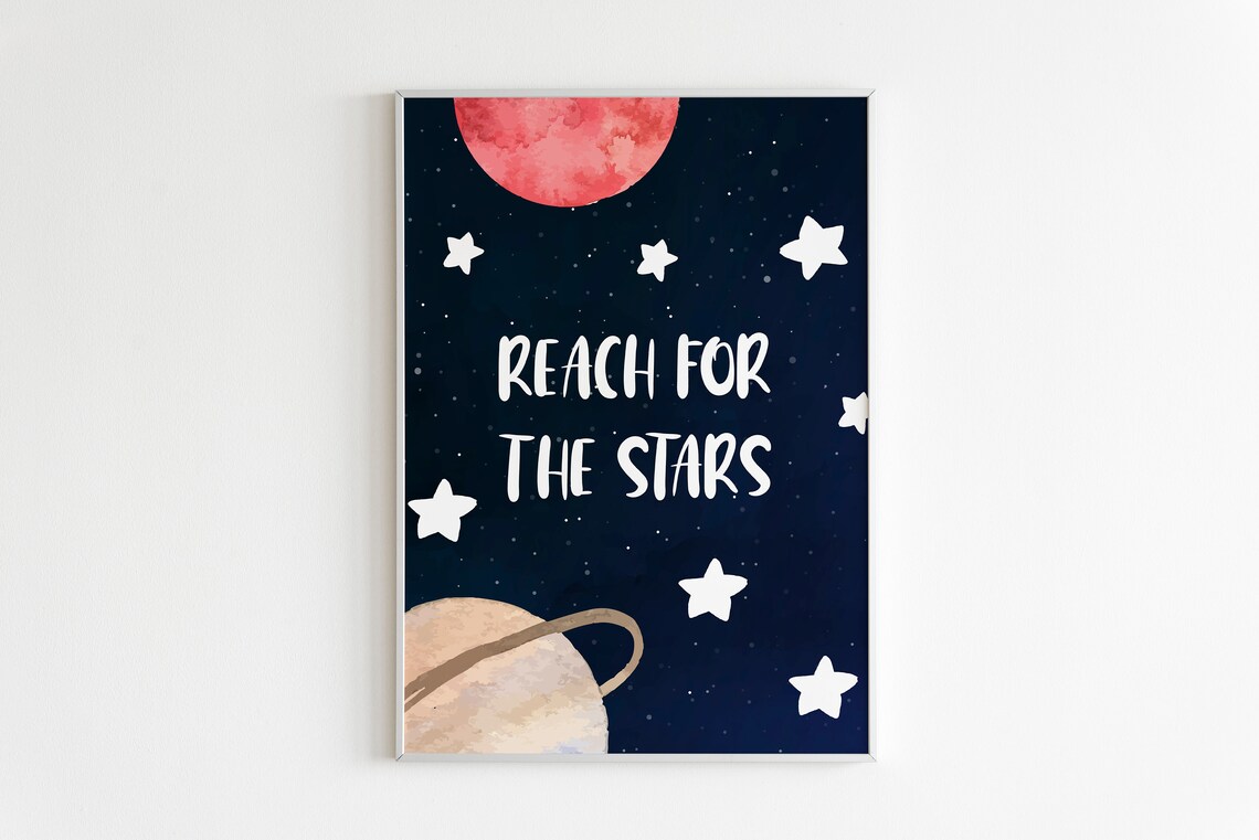 Astronaut Standing on Earth Starry Night Watercolor Art Poster - Image 3