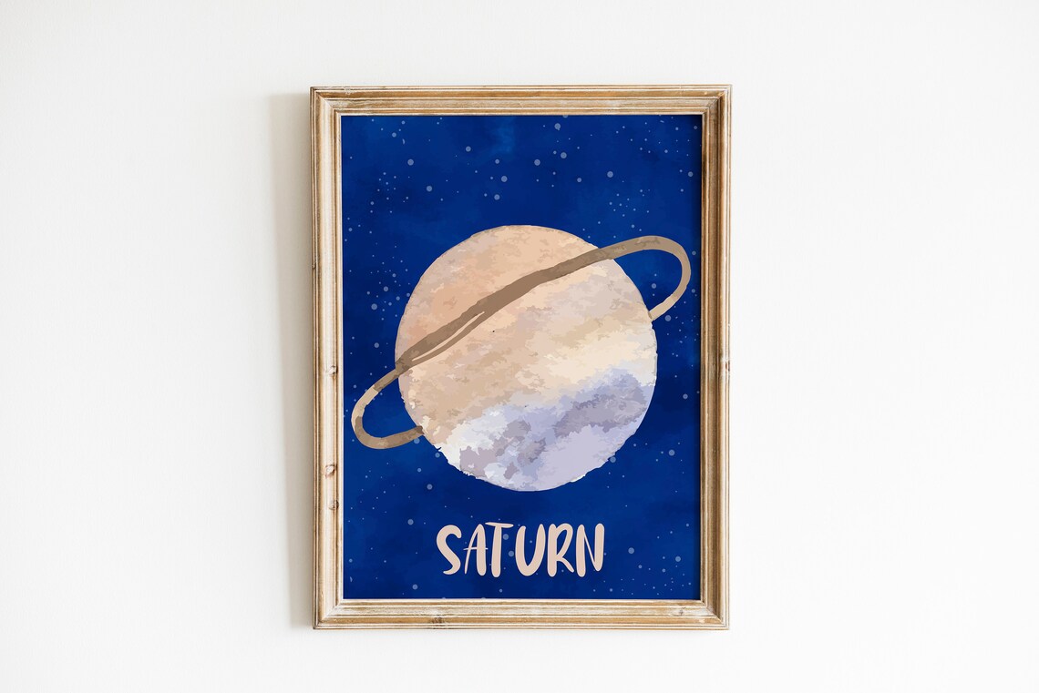 Watercolor Earth Planet Kids Space Bedroom Nursery Decor Poster - Image 5