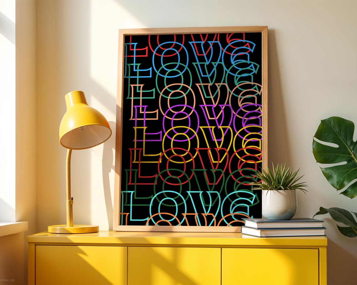 Love Rainbow Heart Poster, Living Room Decor - Image 3