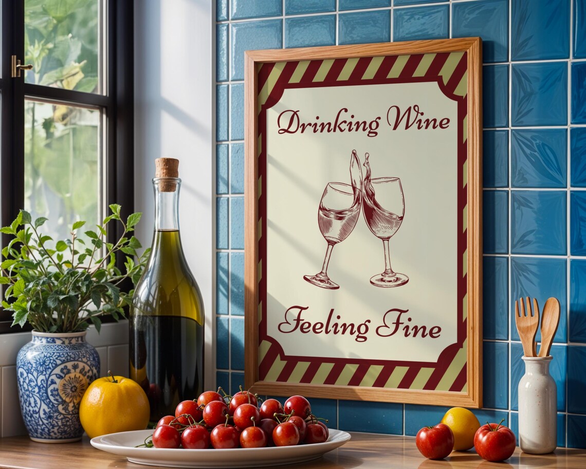 Drinking Wine Feeling Fine, Wine Time Poster - Image 3