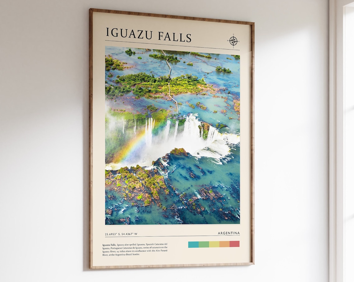 Iguazu Falls Argentina Rainbow Aerial Waterfall Photo Poster