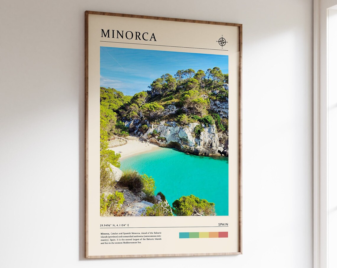 Minorca Spain Balearic Island Turquoise Cove Cliffs Travel Poster