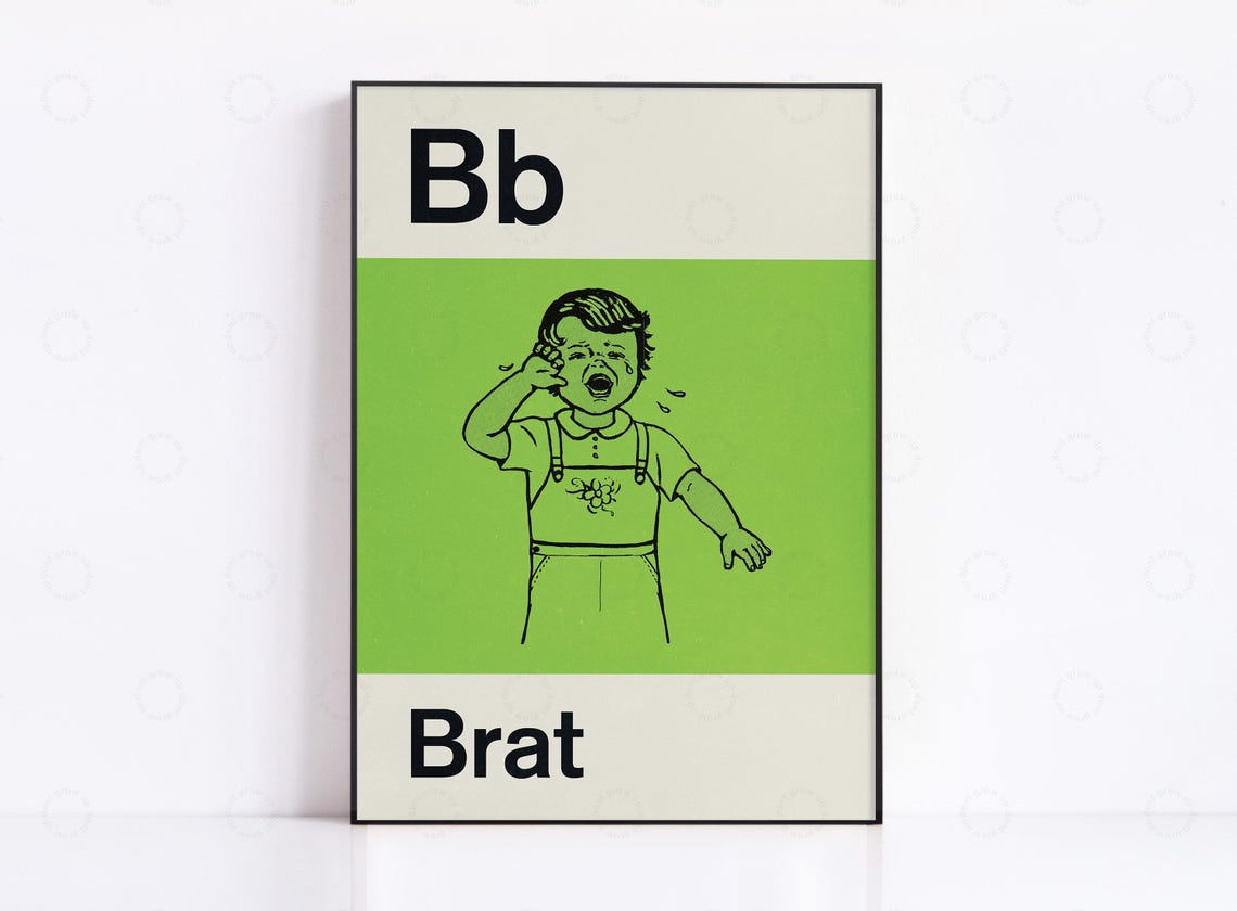 Bb Is For Brat Retro Alphabet Art Print