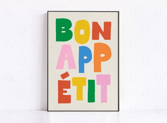 Bon Appetit Kitchen Slogan Art Print