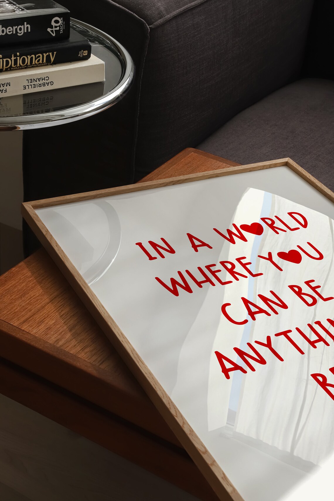 In A World Where You Can Be Anything Be Kind Quote Print Heart Quote Poster Aesthetic Living Room Print Red Heart Print Feminine Prints - Image 4