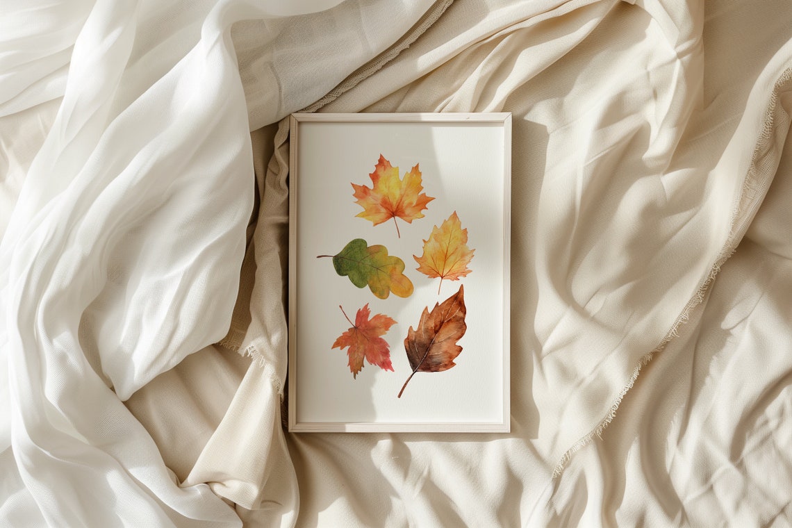 Watercolor Fall Leaves Botanical Poster in Warm Autumn Tones - Image 4