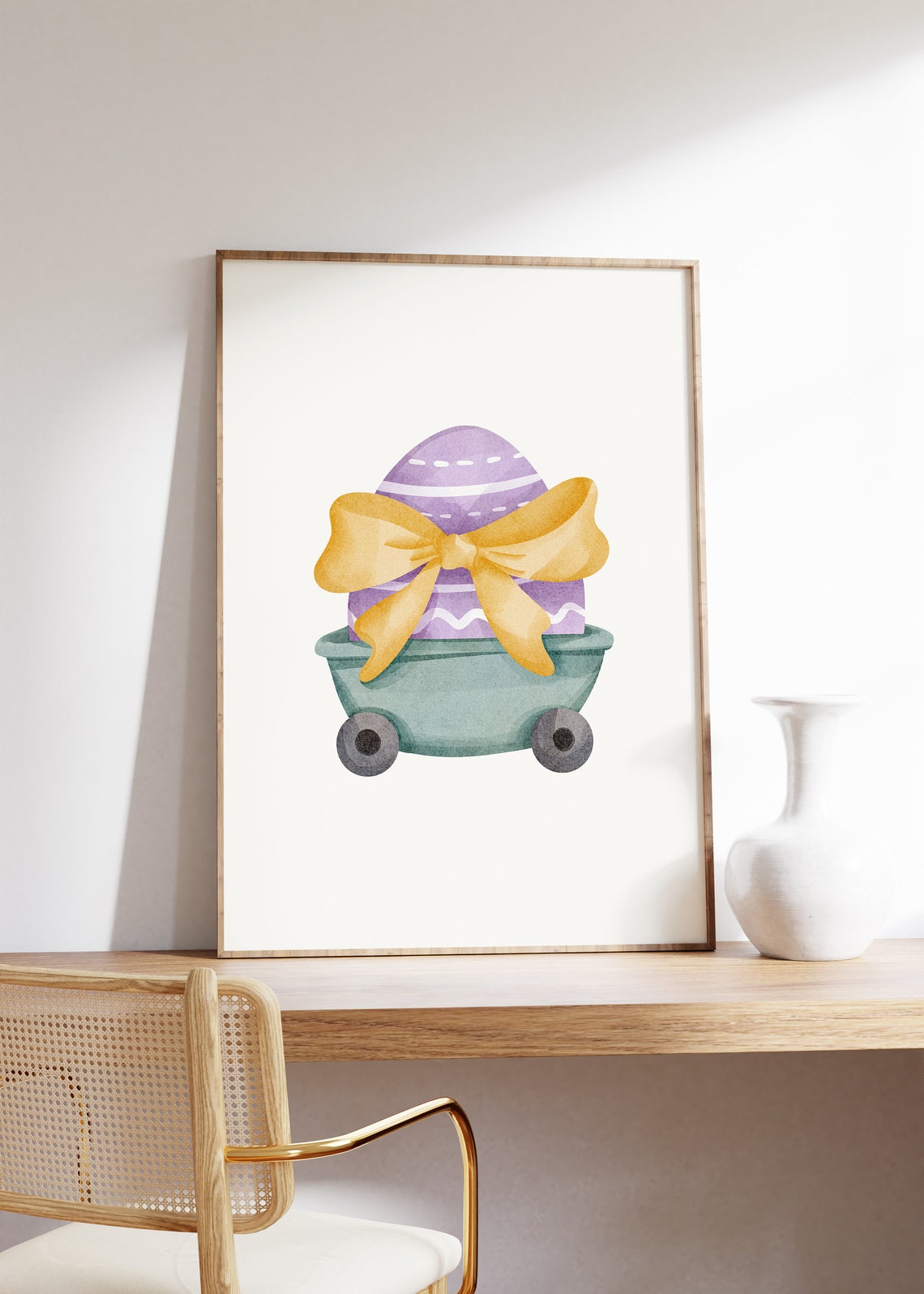 Purple Easter Egg In Teal Toy Wagon With Big Yellow Bow Poster - Image 4