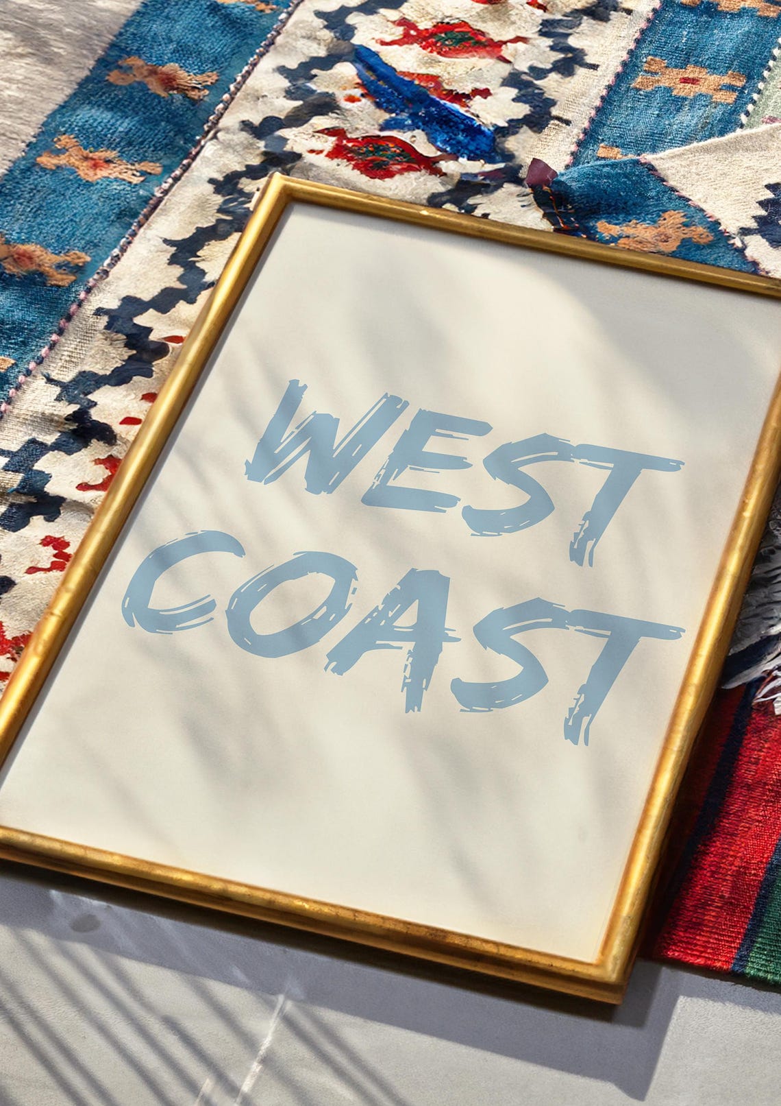 West Coast Blue Brush Lettering Coastal Travel Quote Art Poster - Image 2