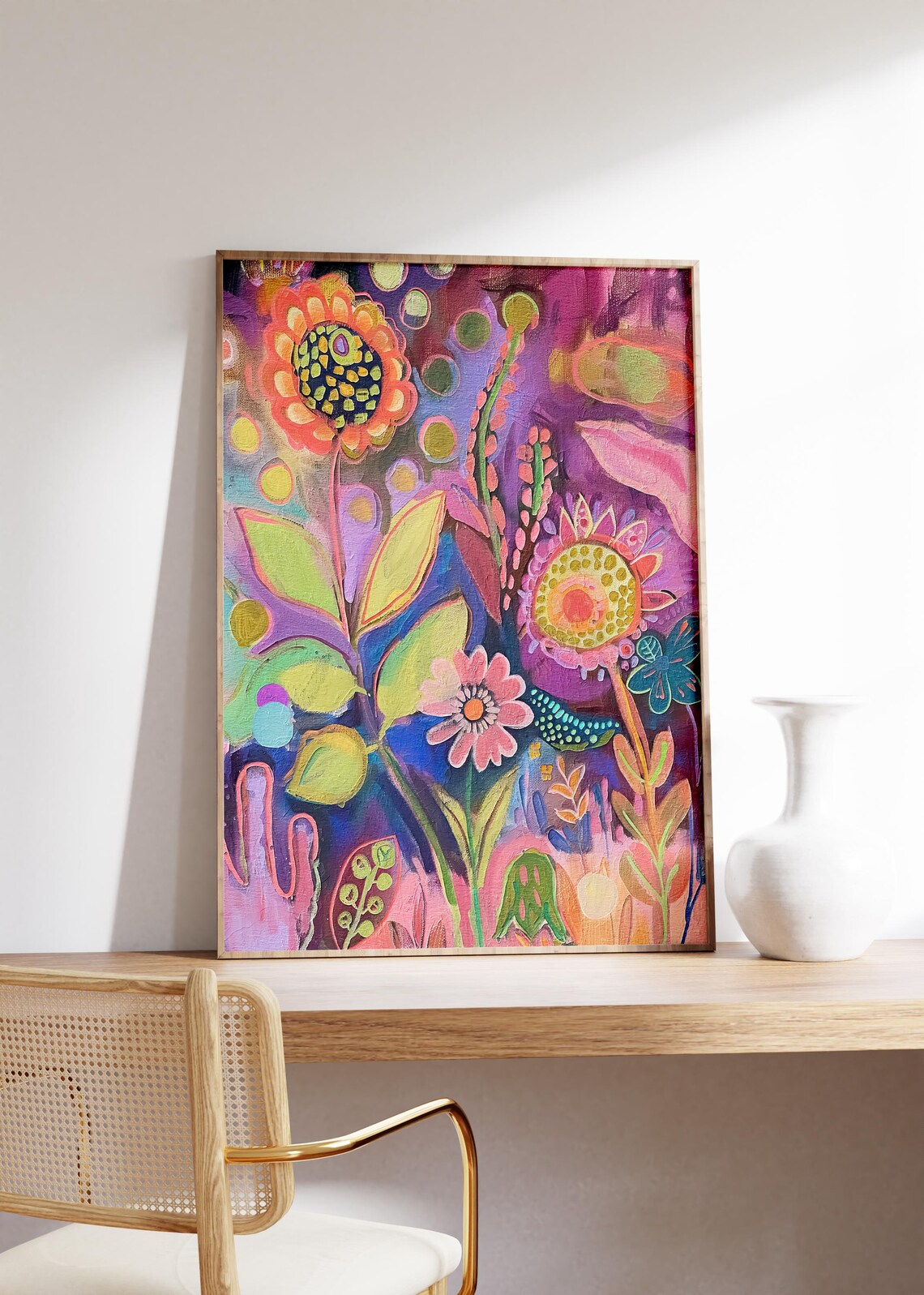Dopamine Colors Abstract Flowers Maximalist Bright Floral Poster - Image 2