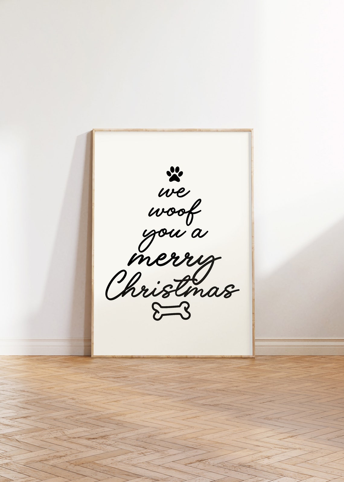 We Woof You A Merry Christmas Dog Quotes Print Christmas Pet Print Funny Dog Print Funny Christmas Decor Black White Christmas Wall Art - Image 2