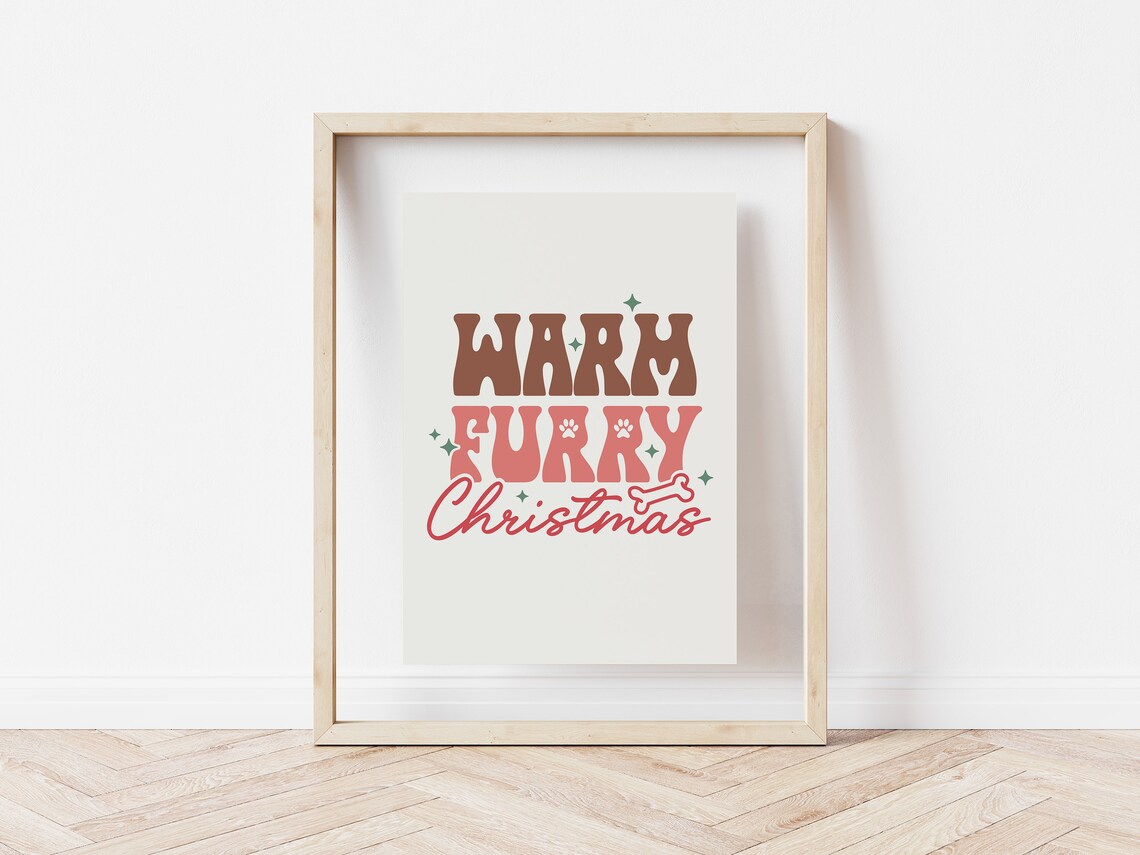 Warm Furry Christmas Retro Dog Lover Holiday Quote Art Poster - Image 5