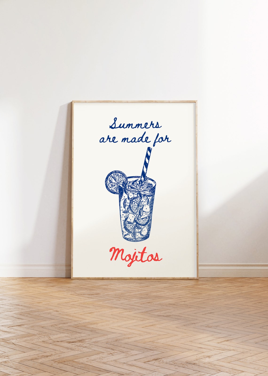 Summers Are Made For Mojitos Retro Cocktail Bar Cart Art Poster - Image 5