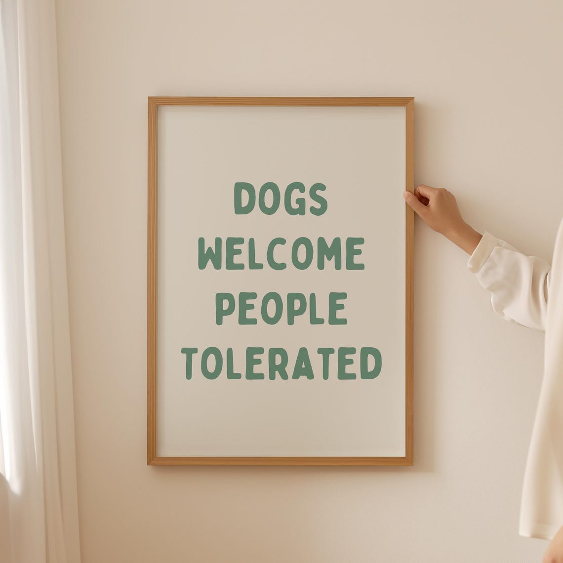 Dogs Welcome People Tolerated Funny Green Dog Lover Quote Wall Art - Image 4