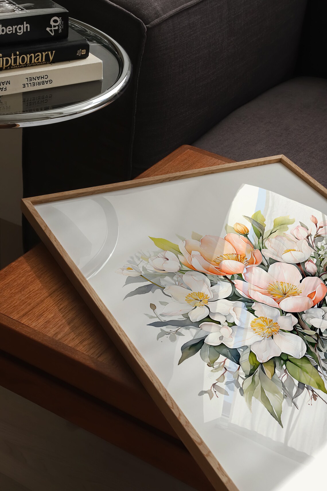 Blush Pink And White Magnolia Bouquet Watercolor Flower Poster - Image 3