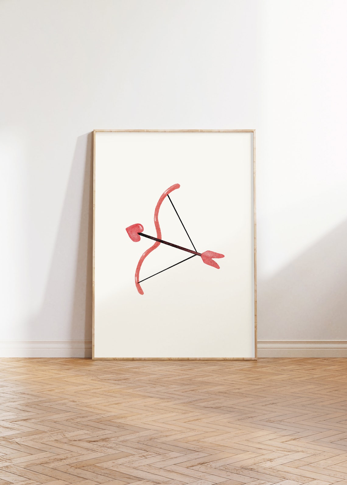 Minimalist Watercolor Cupid Bow and Arrow Valentine Art Poster - Image 3