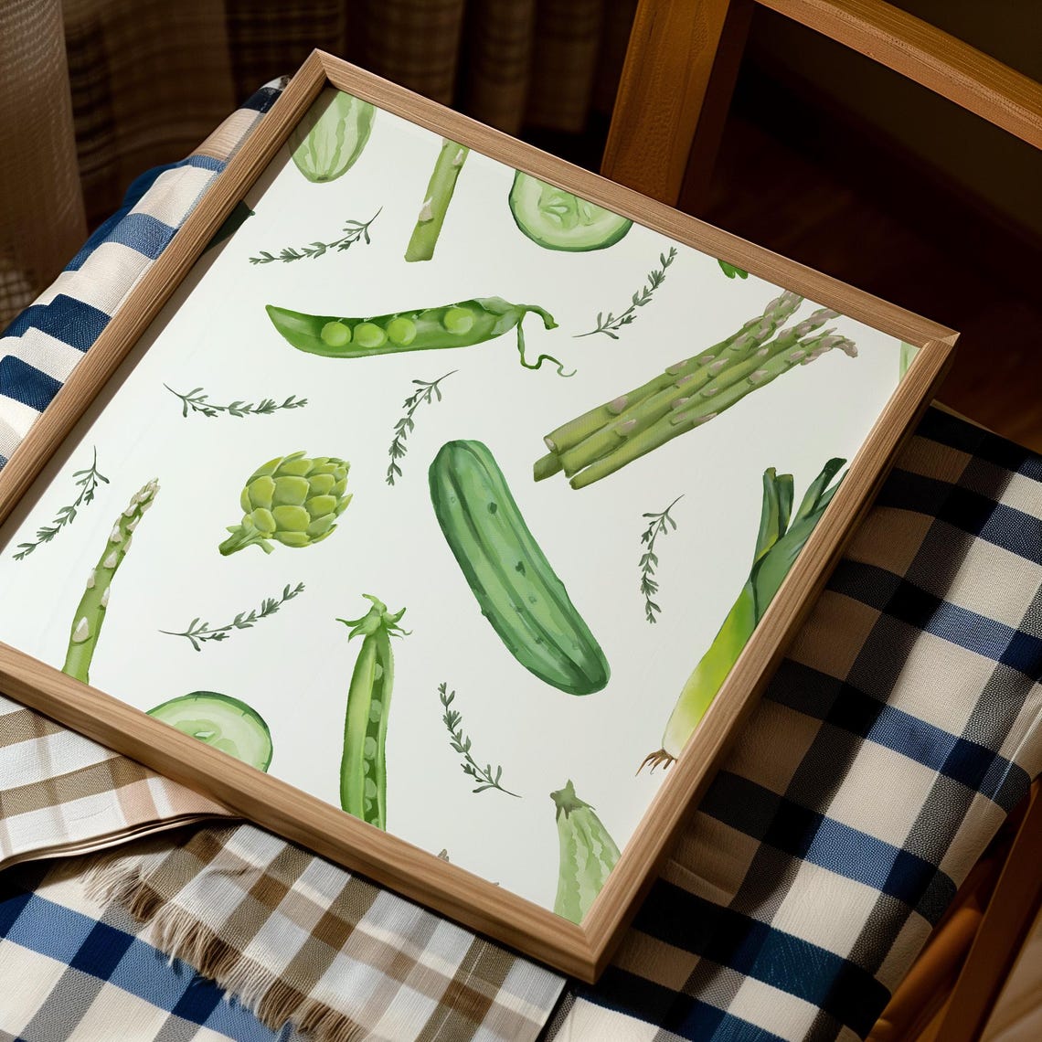 Eat Your Greens Watercolor Green Vegetables Pattern Kitchen Poster