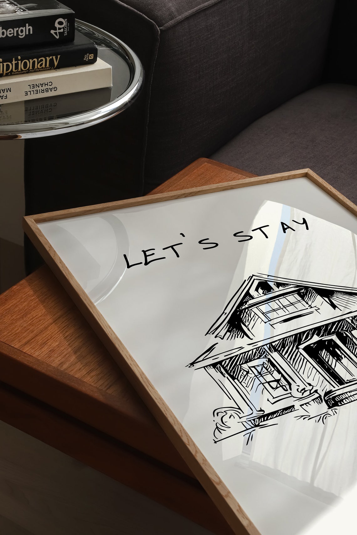 Let Us Stay Home Minimalist House Sketch Introvert Wall Poster - Image 4