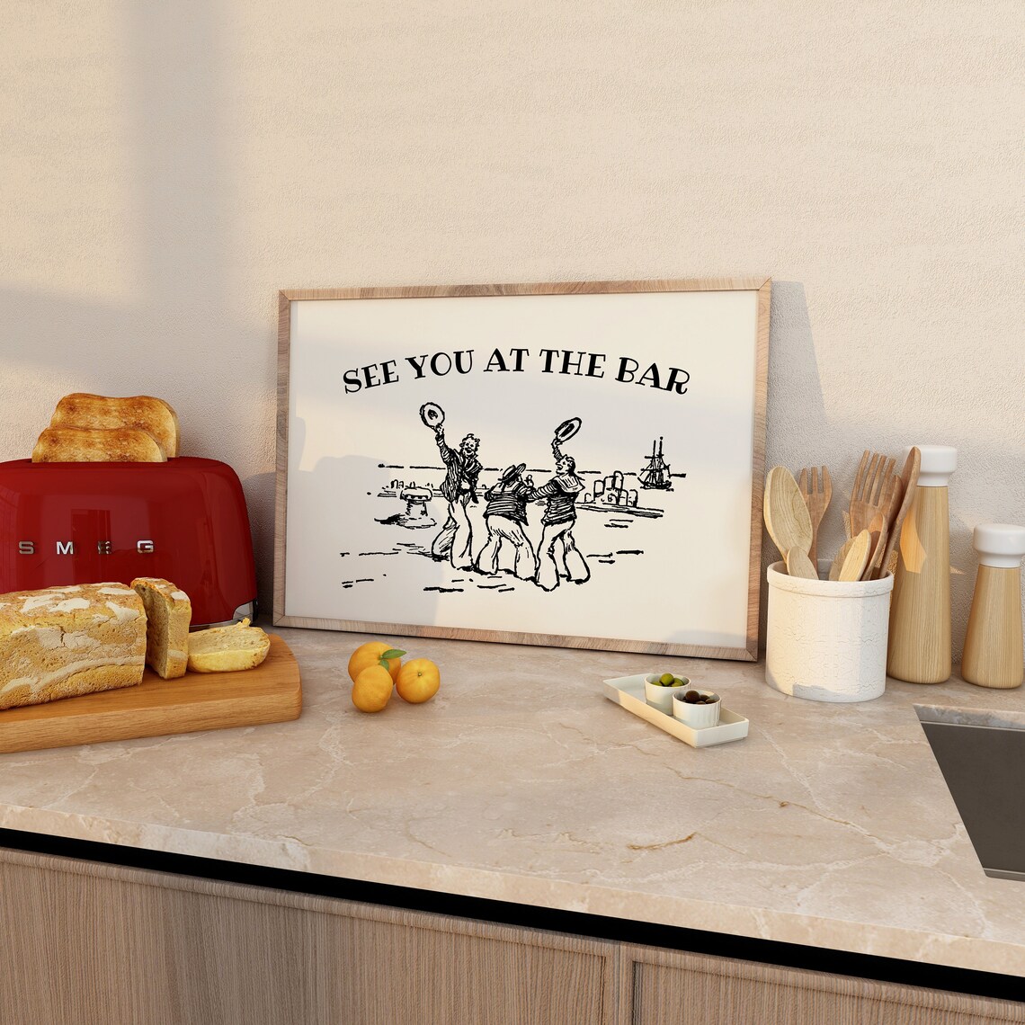 Funny Bar Cart Vintage Sailor Bar Art Print - Image 2