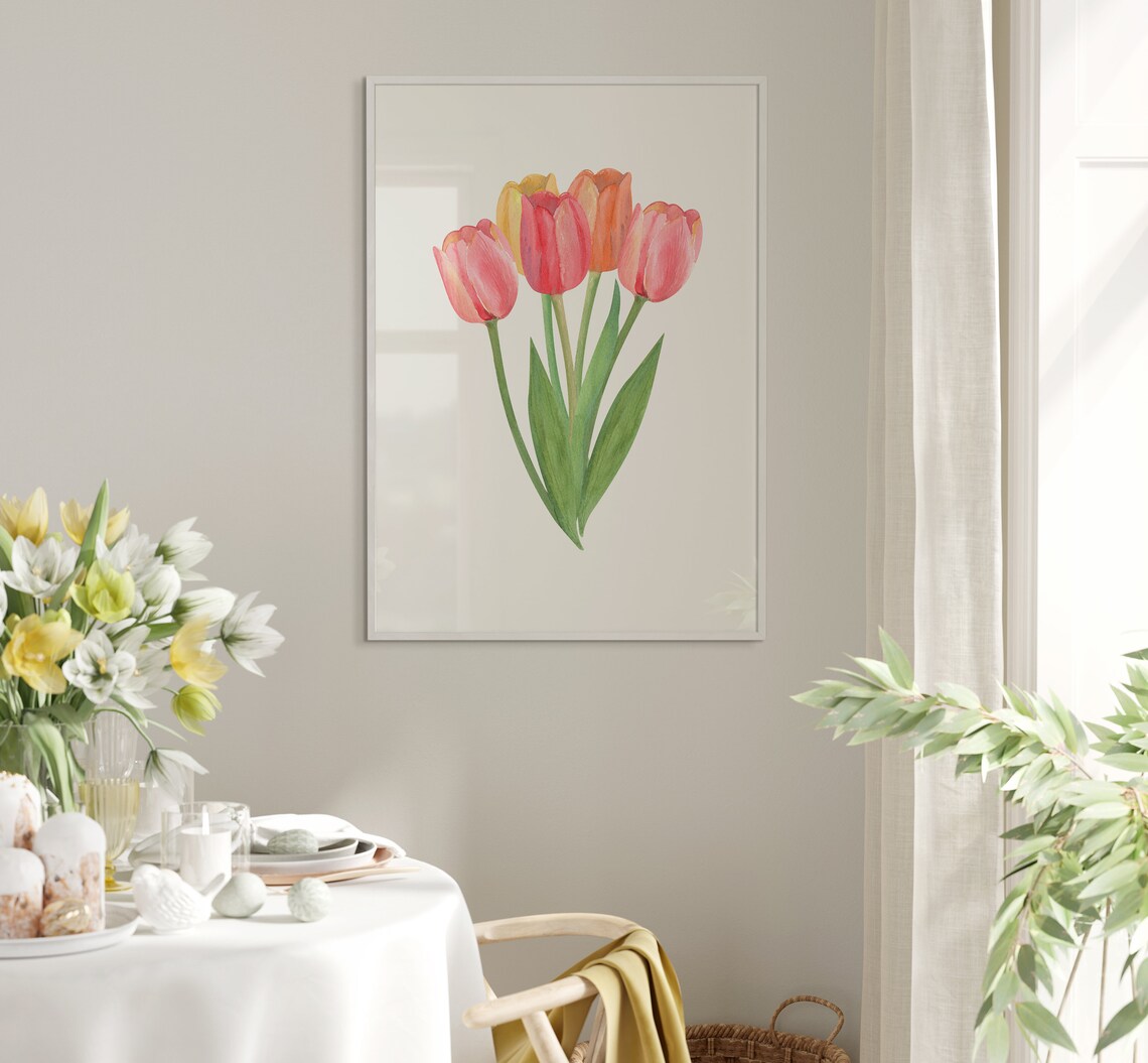 Watercolor Tulip Print, Spring Floral Wall Art - Image 5