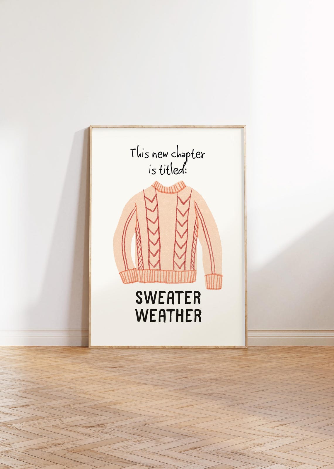 Sweater Weather This New Chapter Cozy Cable Knit Quote Poster - Image 3