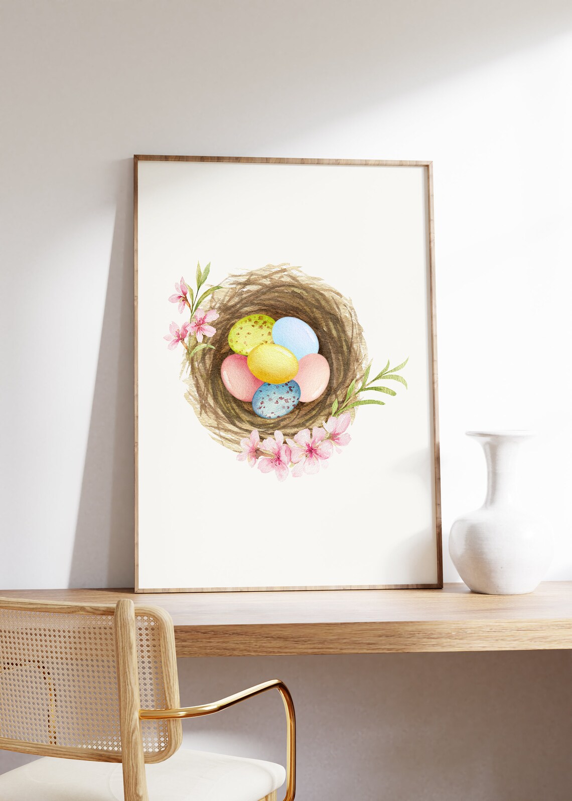 Robin Bird Nest Painting, Watercolor Easter Decor - Image 2