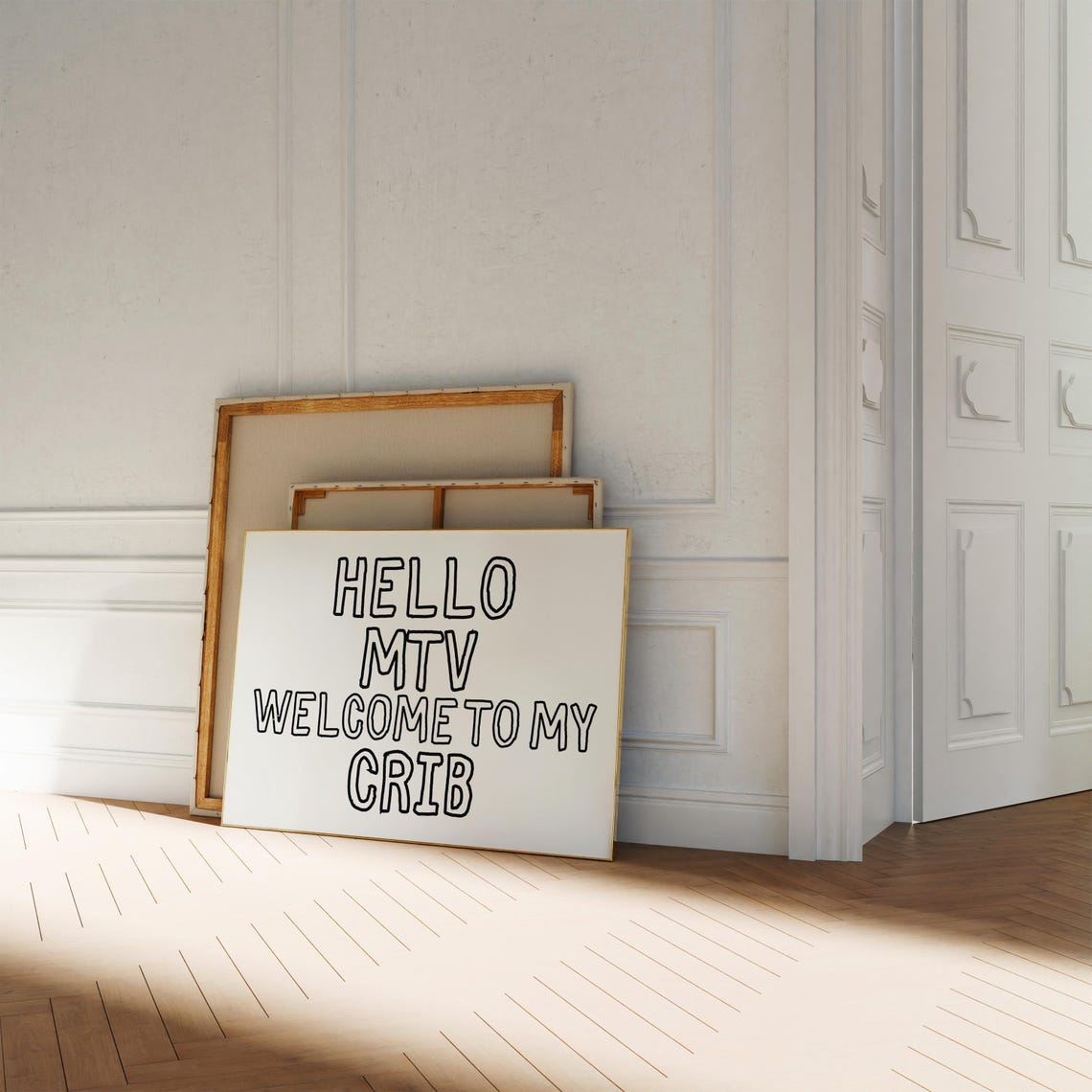 Hello MTV Welcome To My Crib Retro Y2K Outline Quote Wall Art - Image 4
