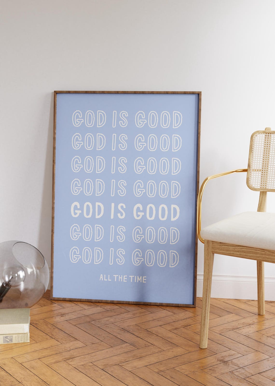 God Is Good All the Time Repeated Blue Faith Quote Christian Wall Art - Image 2