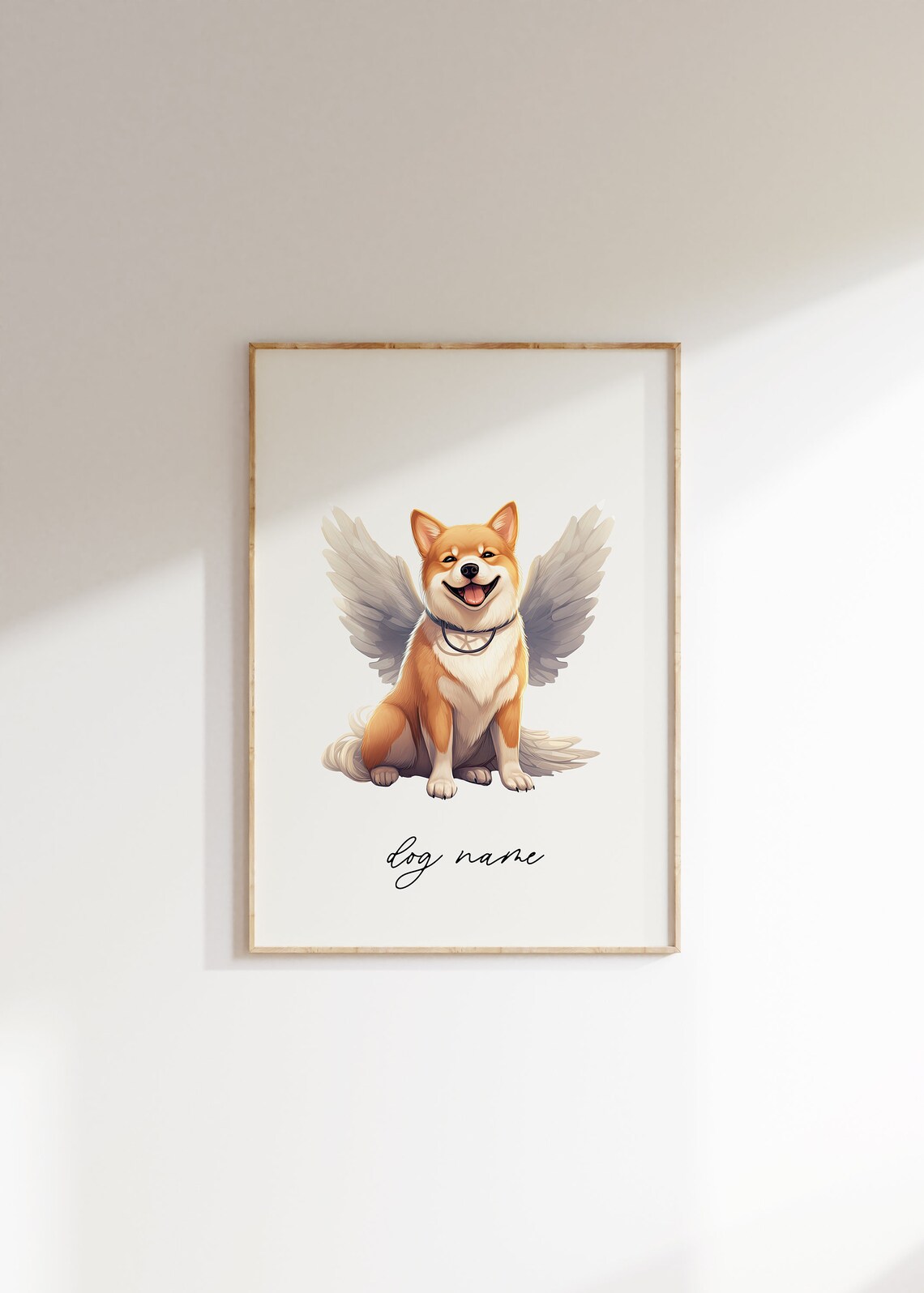 Shiba Inu Angel Wings Sitting Dog Memorial Portrait Keepsake Poster - Image 2
