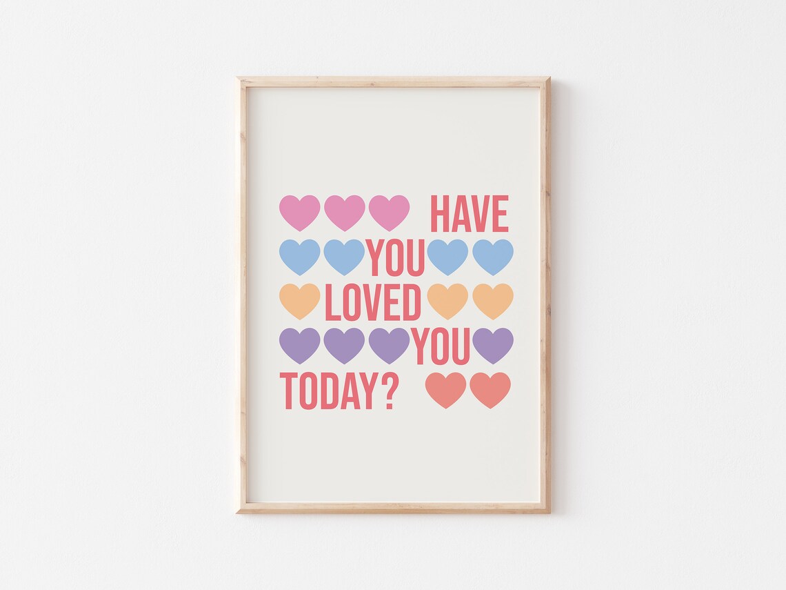 Have You Loved You Today Pastel Hearts Self Love Quote Poster - Image 5