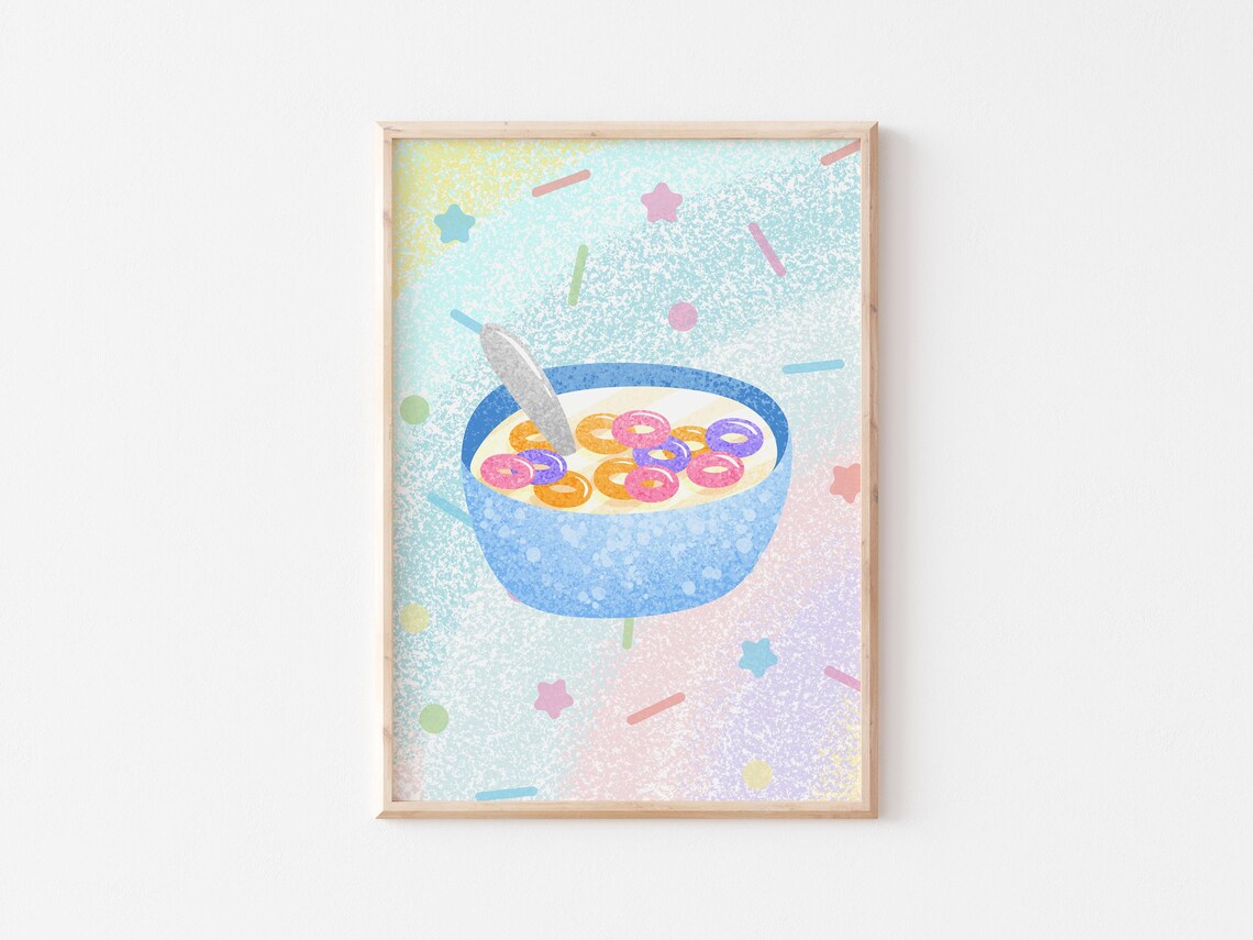 Cereal Bowl Art Print, Aesthetic Kitchen Decor - Image 3