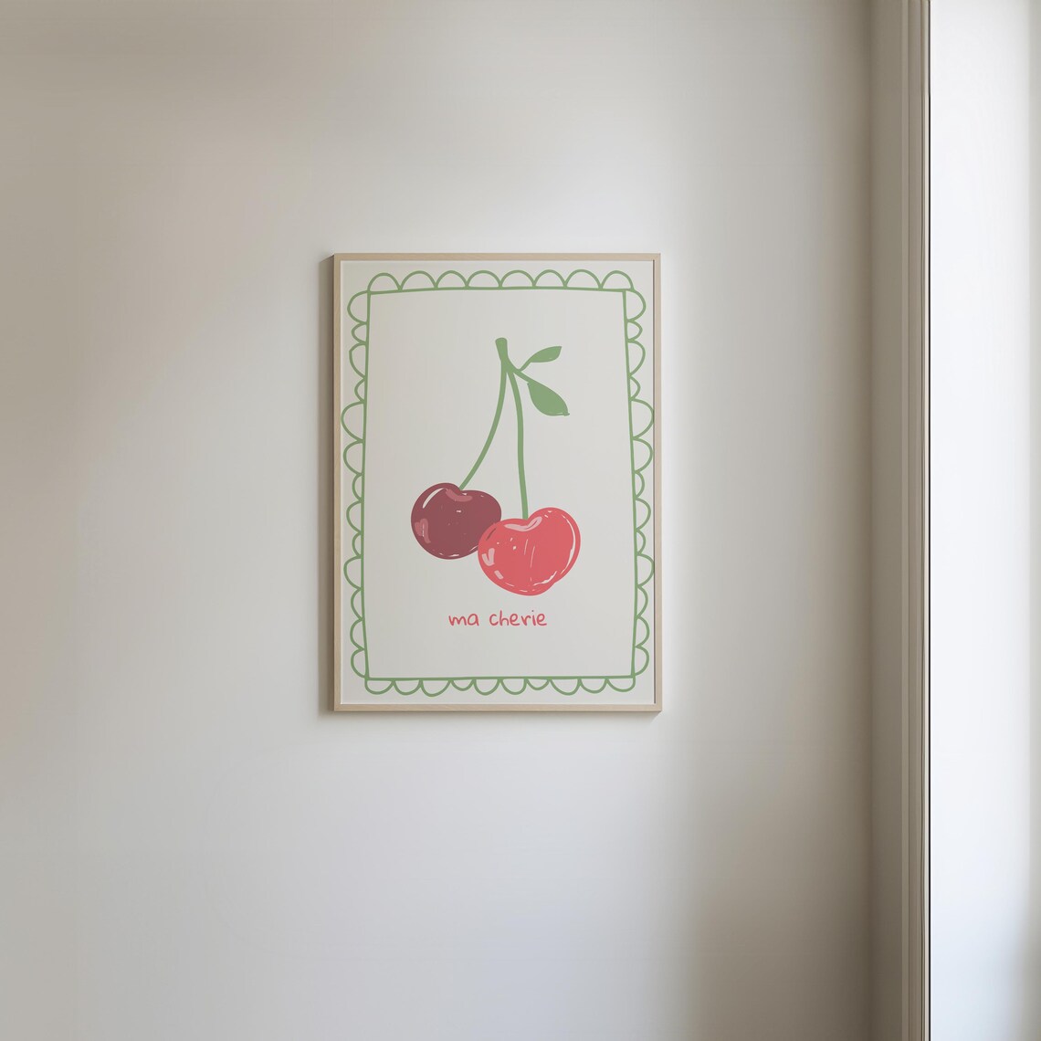 Ma Cherie Cherry Retro Fruit Illustration French Style Poster - Image 3