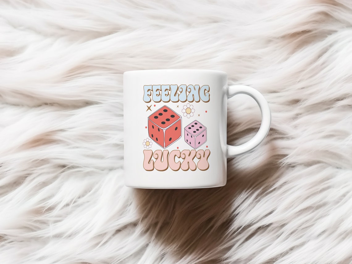 Feeling Lucky Retro Pink And Red Dice Groovy Lucky Quote Poster - Image 2