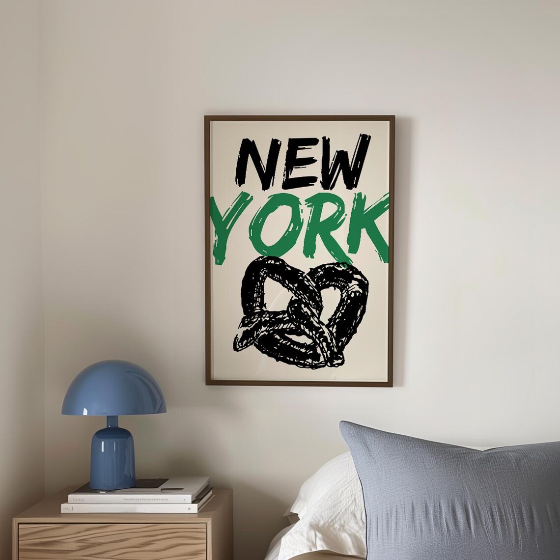 New York City Pretzel Brush Lettering Sketch Typography Poster - Image 3