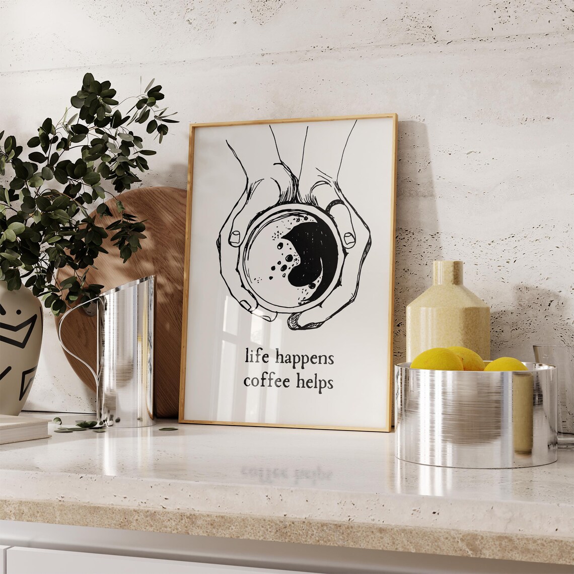 Life Happens Coffee Helps Print, Vintage Minimalist - Image 3