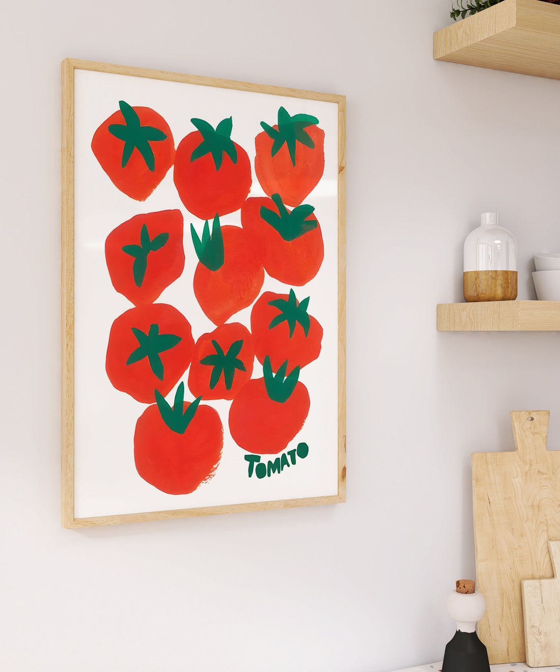 Pop Art Red Tomato Illustration Bold Retro Kitchen Decor Wall Art - Image 2