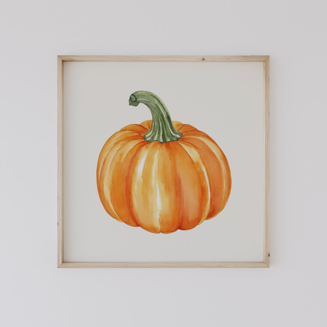 Round Watercolor Pumpkin With Curled Green Stem Fall Art Poster - Image 3