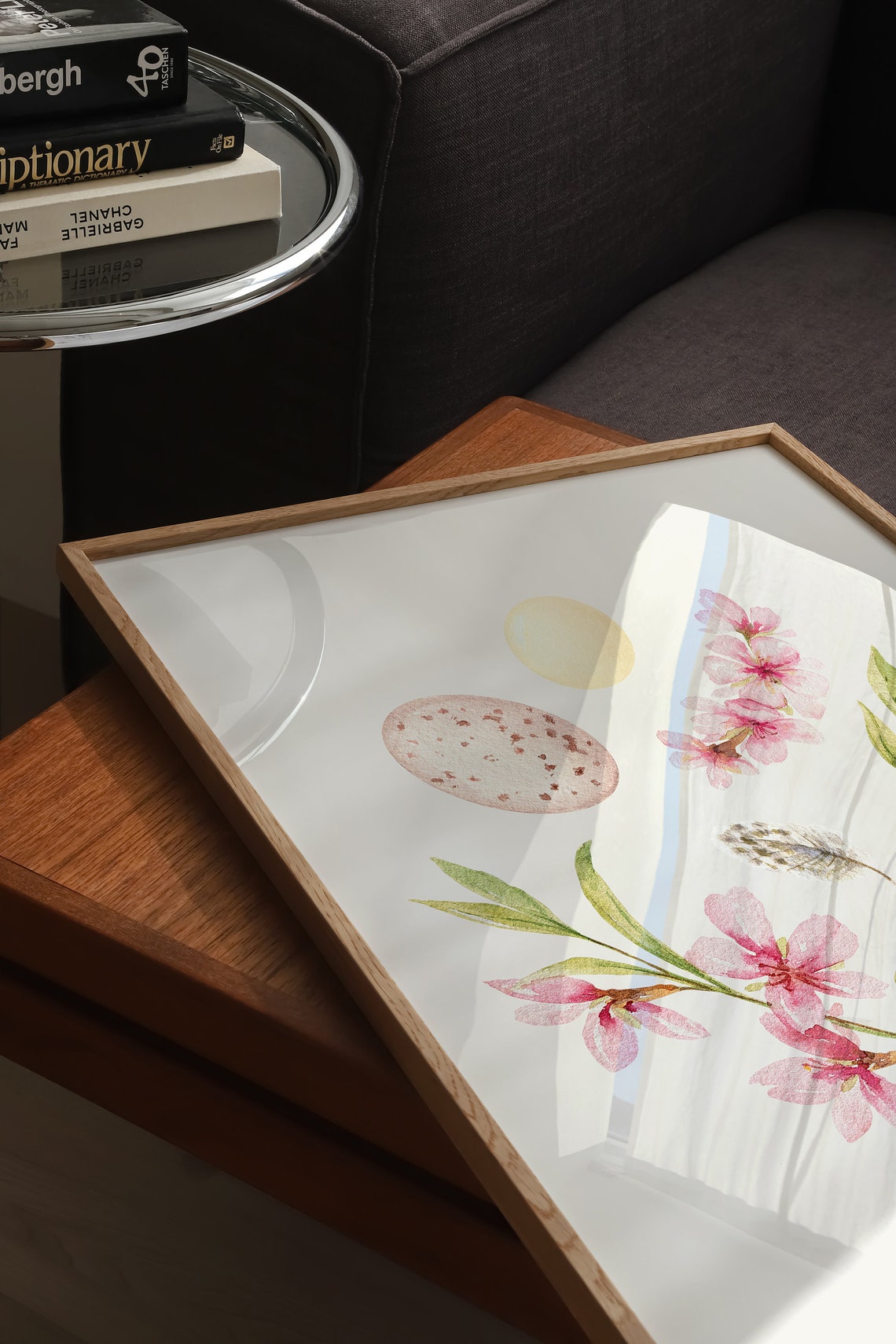 Cherry Blossom Branch With Pastel Eggs Watercolor Spring Poster - Image 3