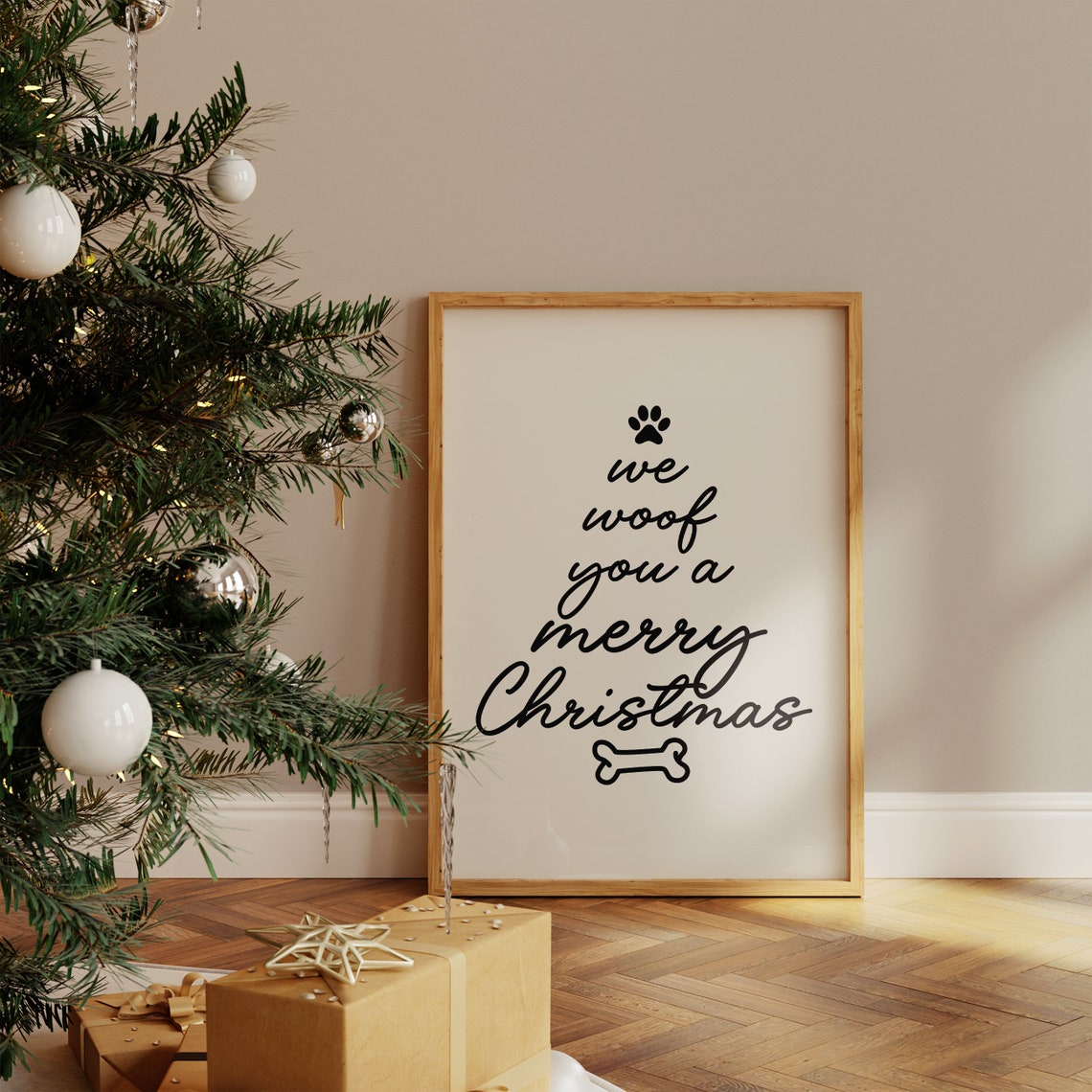 We Woof You A Merry Christmas Dog Quotes Print Christmas Pet Print Funny Dog Print Funny Christmas Decor Black White Christmas Wall Art - Image 4