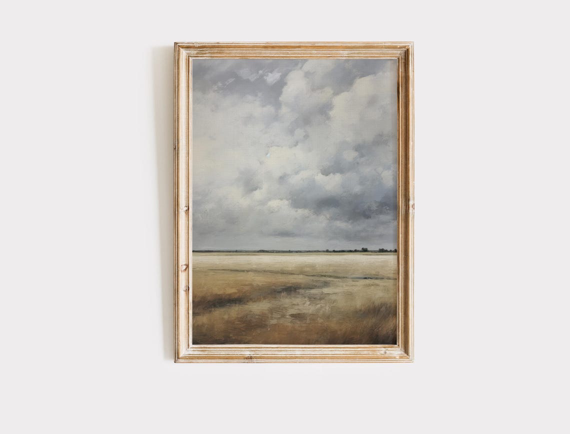 Moody Storm Clouds Gathering Over Golden Wheat Field Painting Print - Image 4